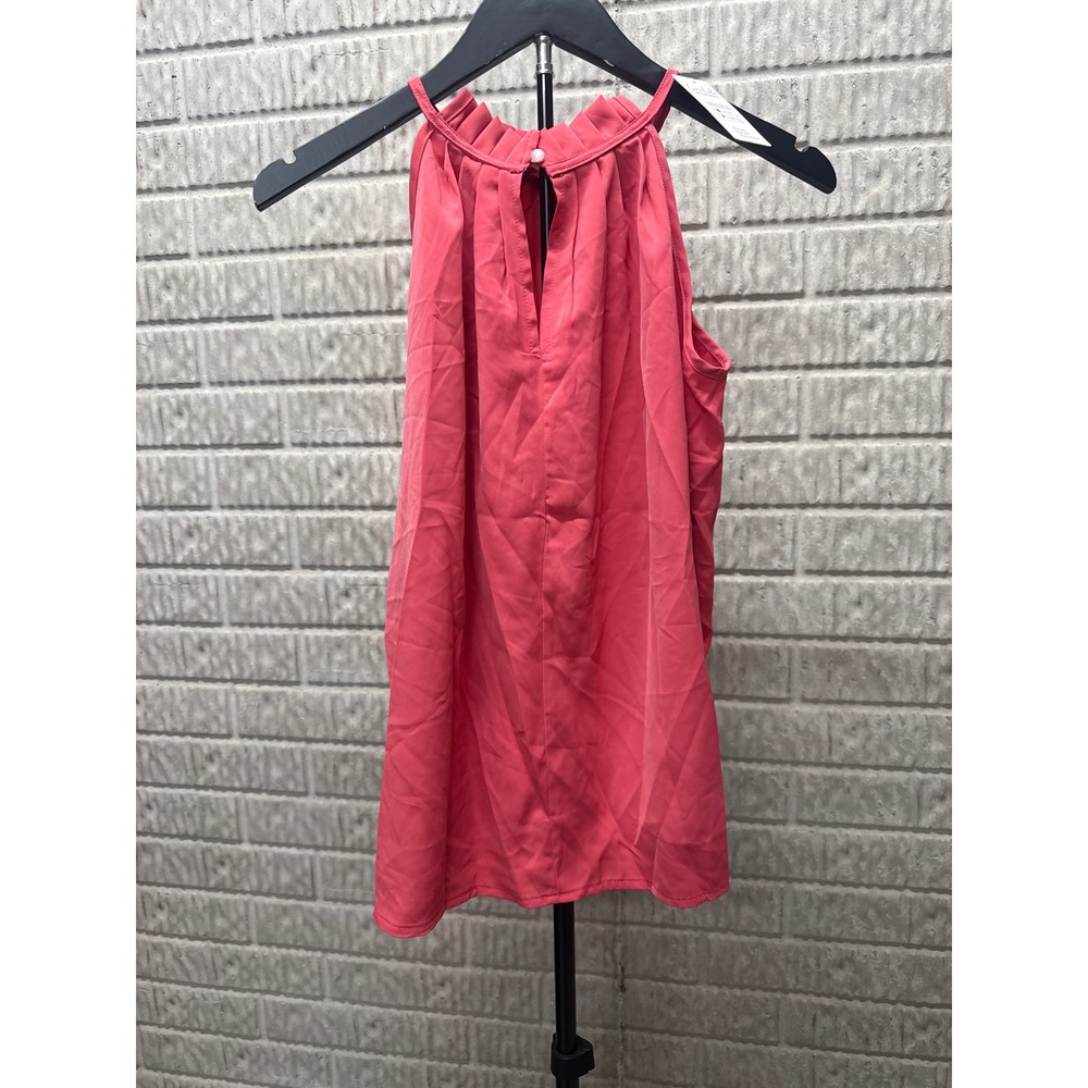 Cupshe Coral Pink Pleated High Halter Neck Ruffle Sleeveless Blouse XS NEW